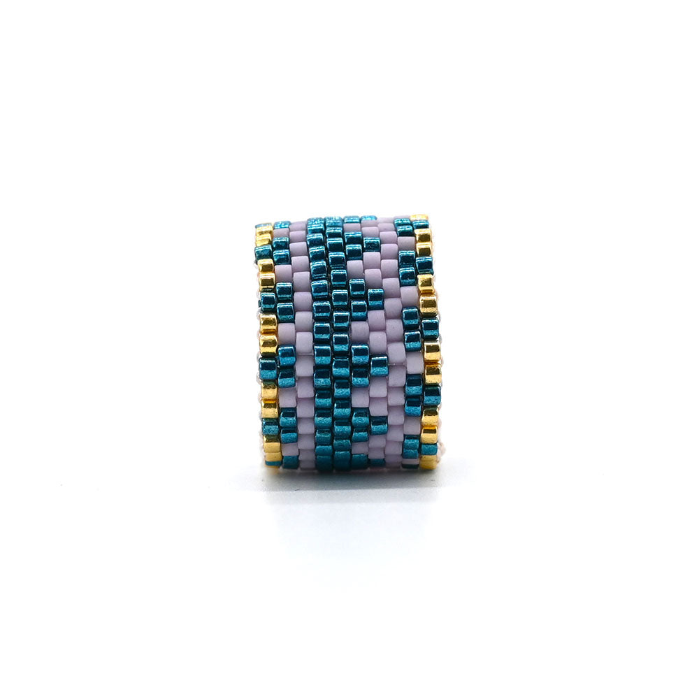 Naronna handmade woven Alexis Ring with colourful pattern