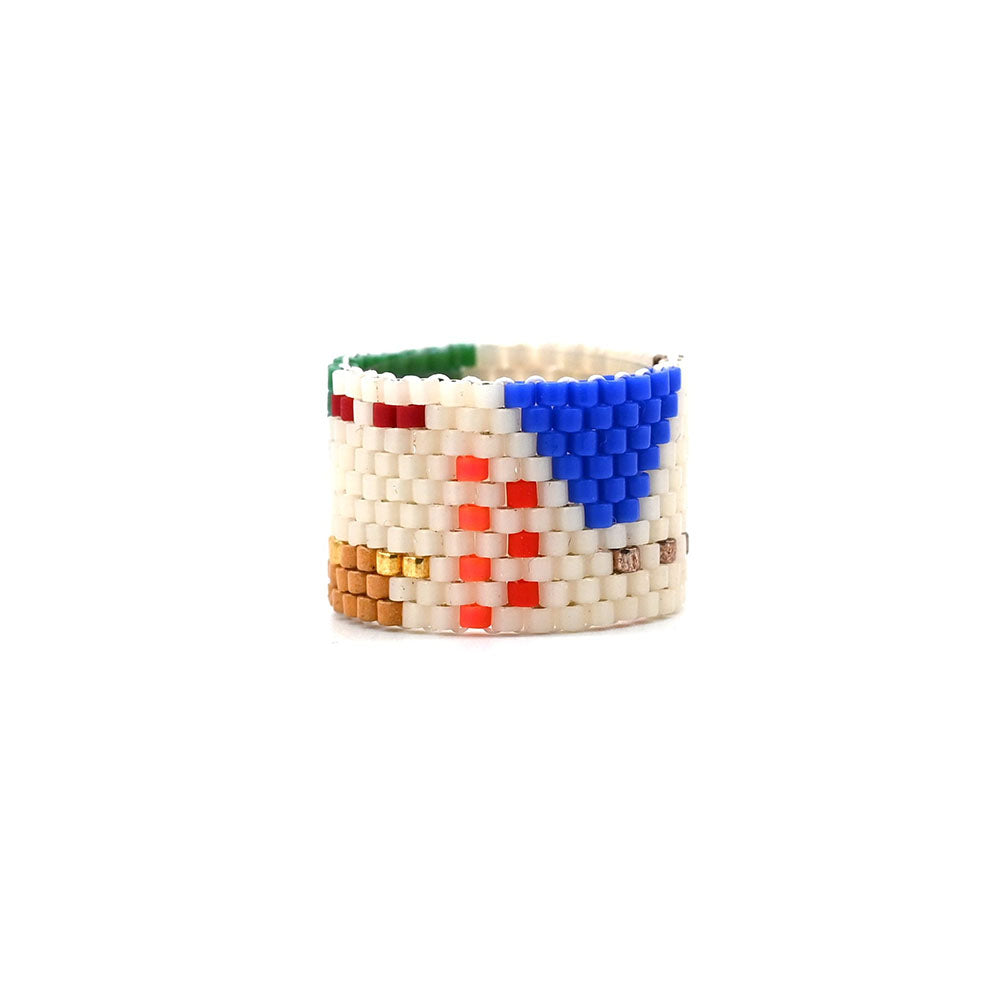 Naronna handmade woven Alice Ring with colourful pattern