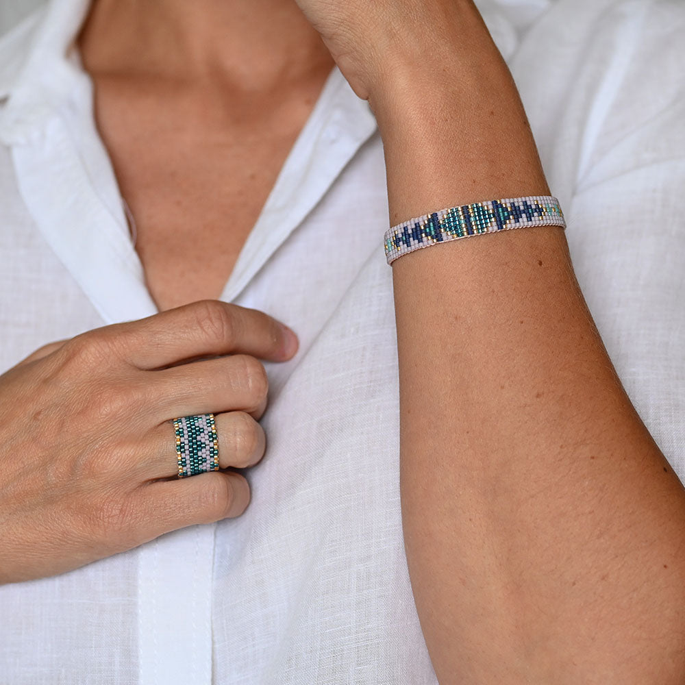 Naronna handmade woven Amari Bracelet with colourful pattern