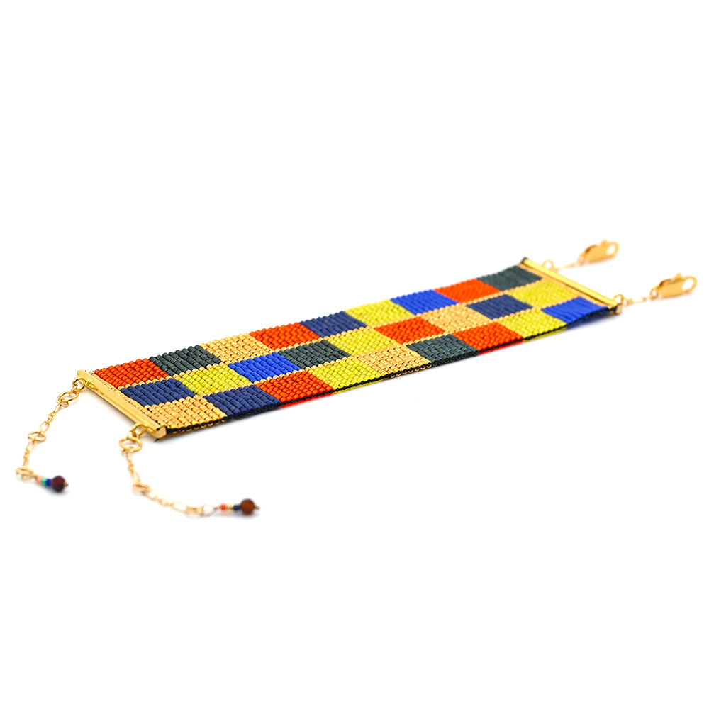 Naronna handmade woven Athena Bracelet with colourful pattern