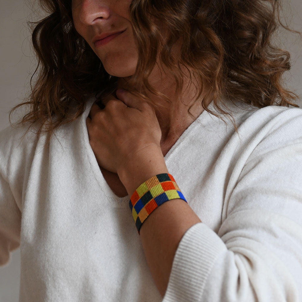 Naronna handmade woven Athena Bracelet with colourful pattern