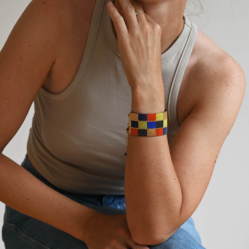 Naronna handmade woven Athena Bracelet with colourful pattern
