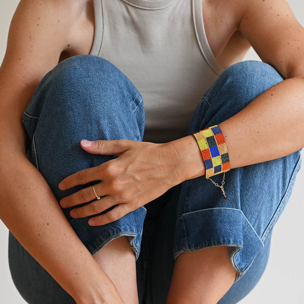 Naronna handmade woven Athena Bracelet with colourful pattern