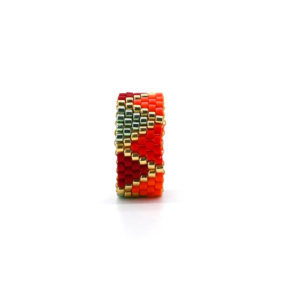 Naronna handmade woven Billie Ring with colourful pattern