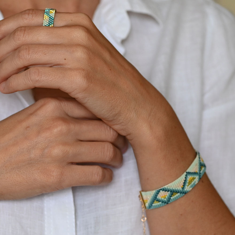 Naronna handmade woven Blair Bracelet with colourful pattern