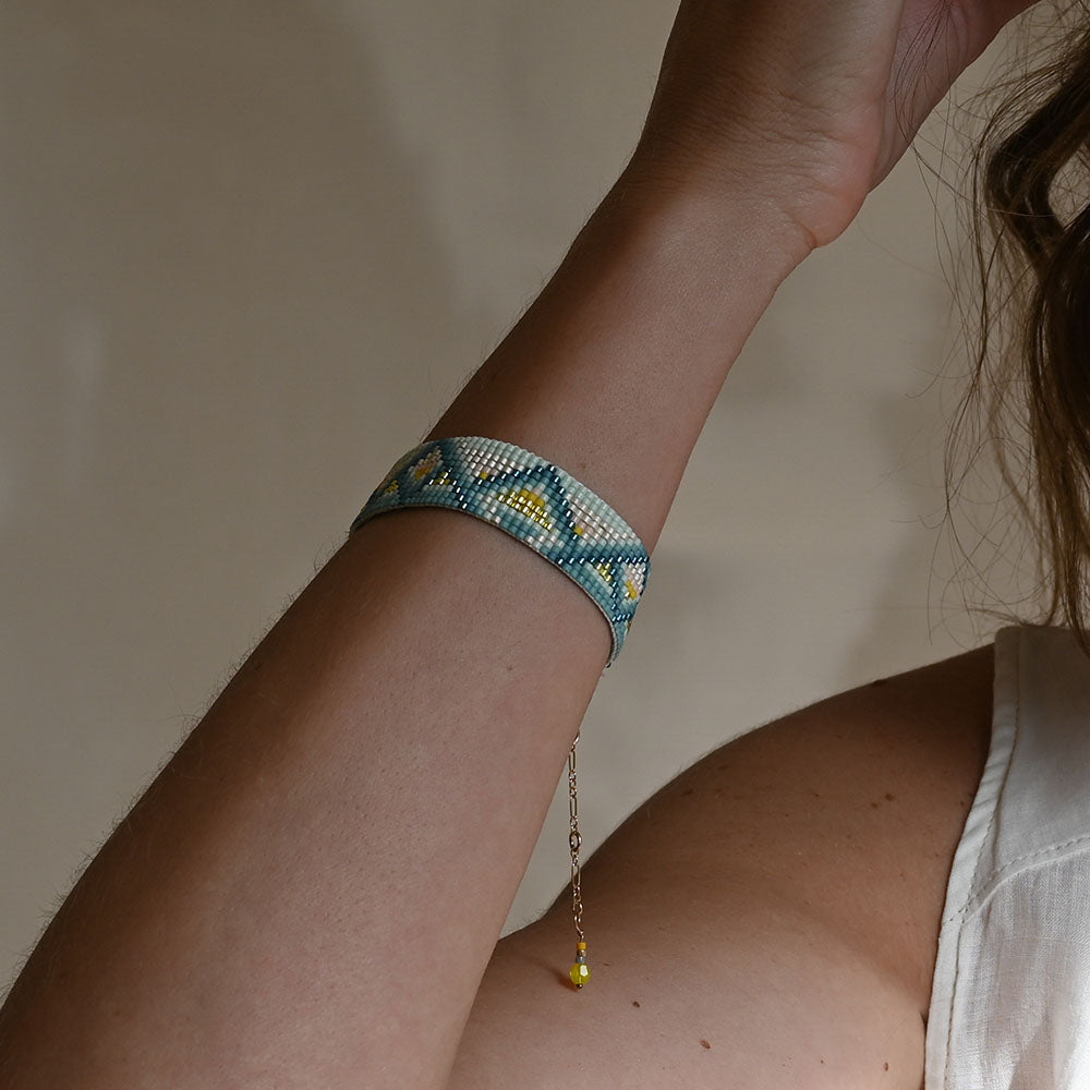 Naronna handmade woven Blair Bracelet with colourful pattern
