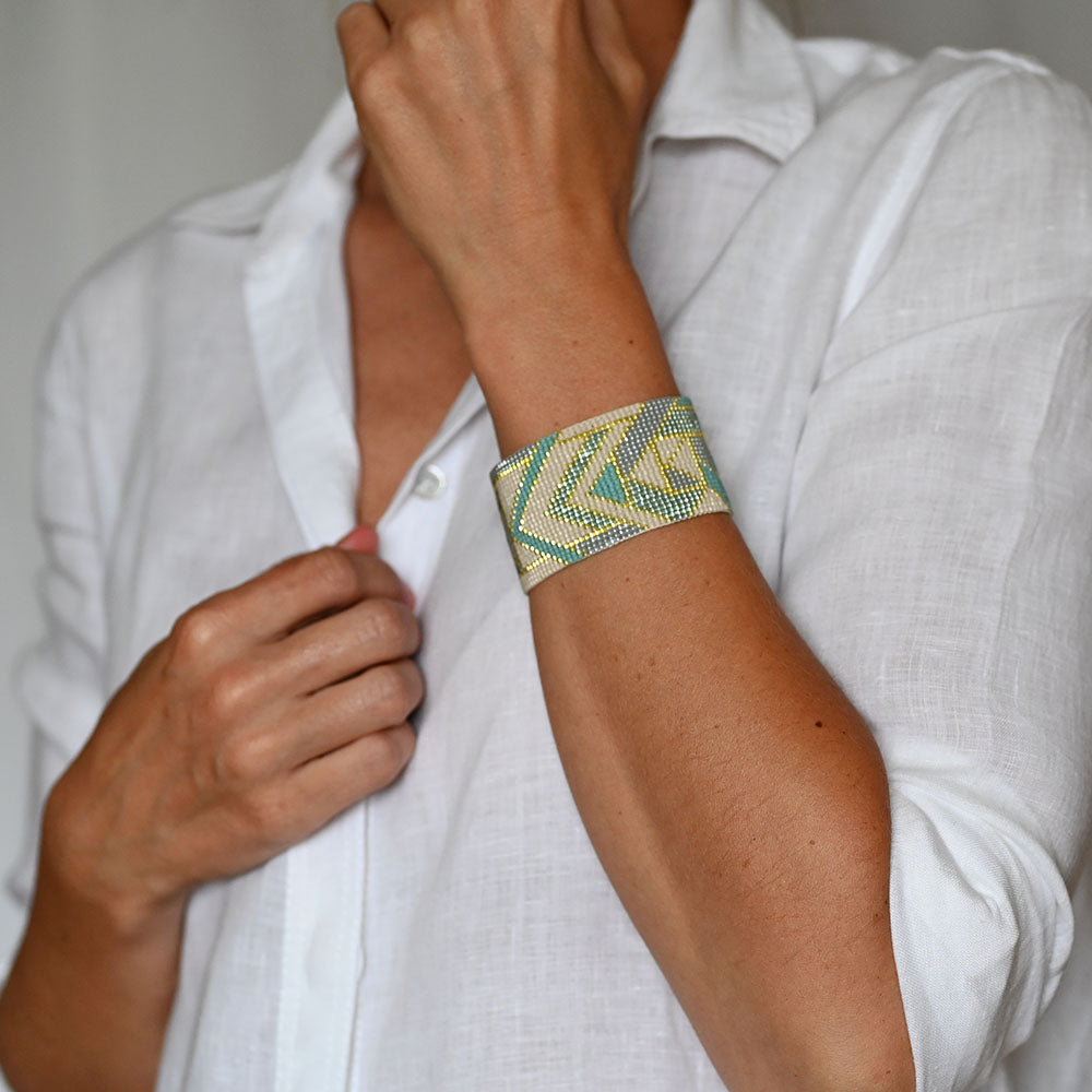 Naronna handmade woven Chloe Bracelet with colourful pattern