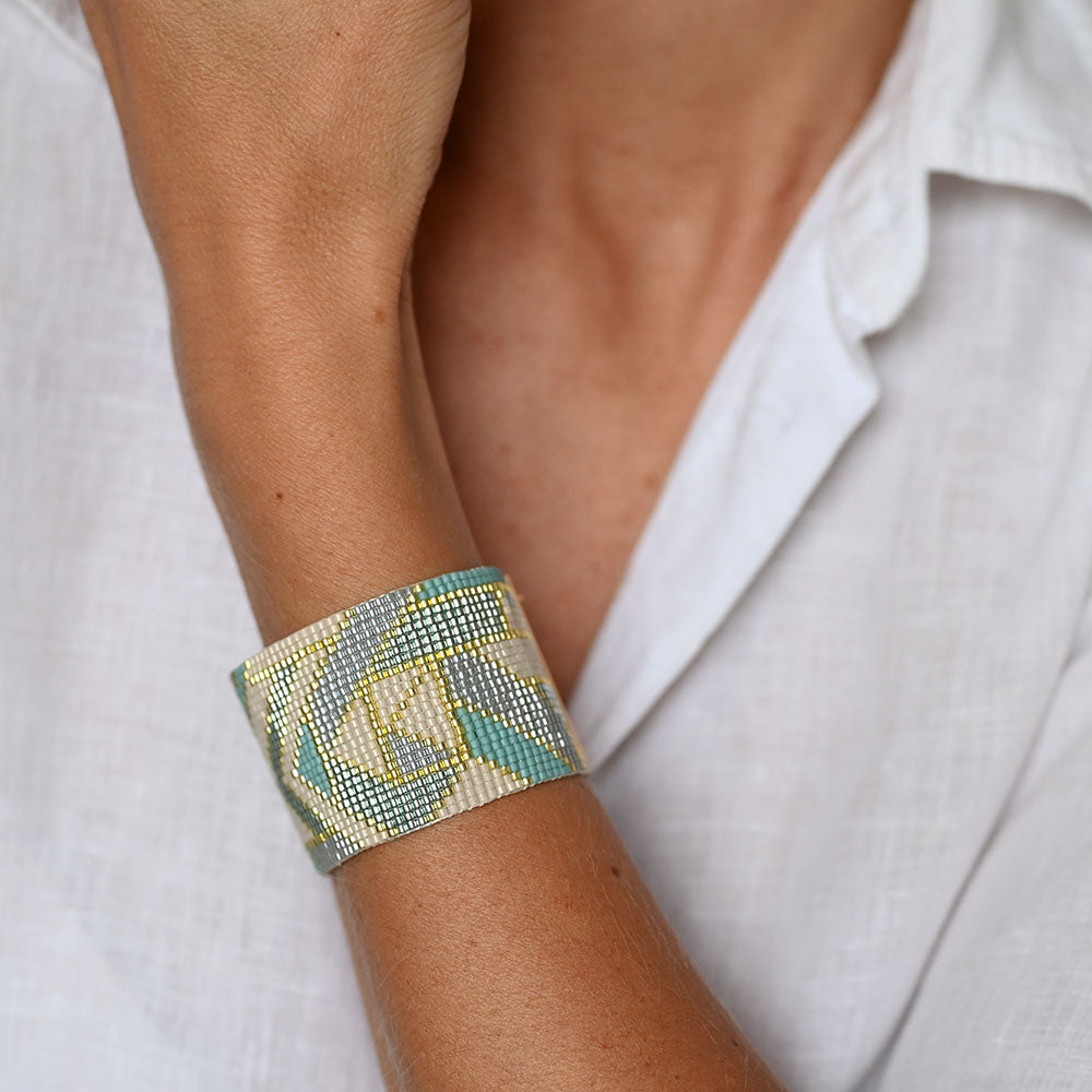 Naronna handmade woven Chloe Bracelet with colourful pattern