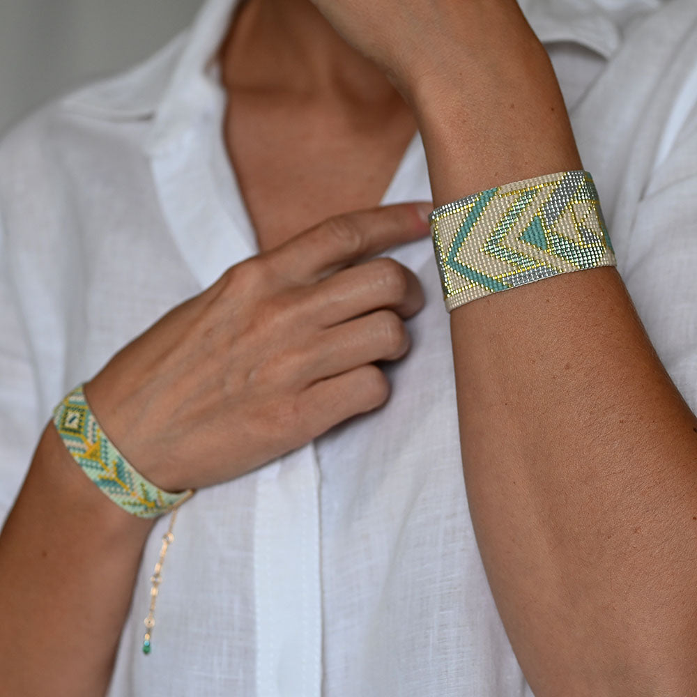 Naronna handmade woven Chloe Bracelet with colourful pattern