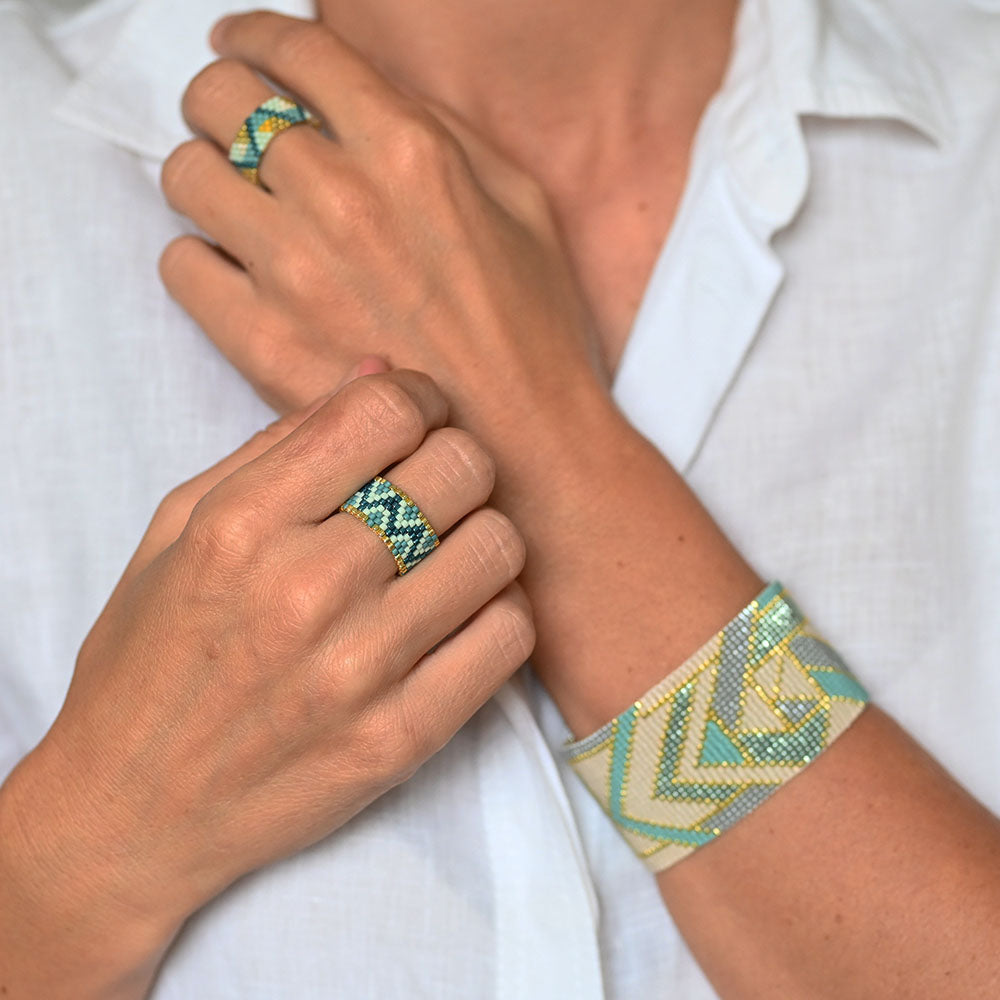 Naronna handmade woven Chloe Bracelet with colourful pattern