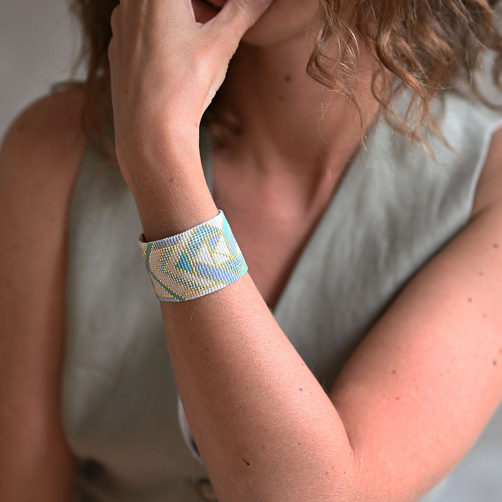 Naronna handmade woven Chloe Bracelet with colourful pattern