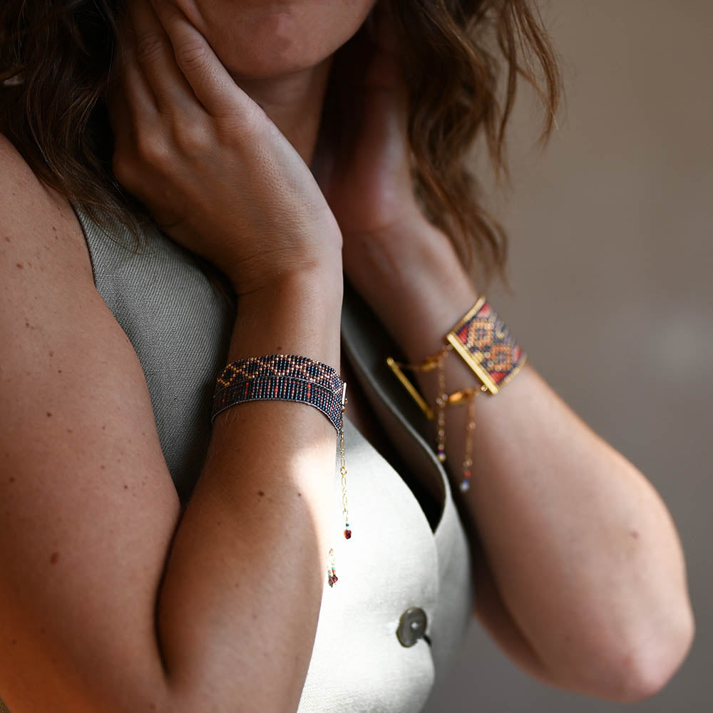 Naronna handmade woven Dakota Bracelet with colourful pattern