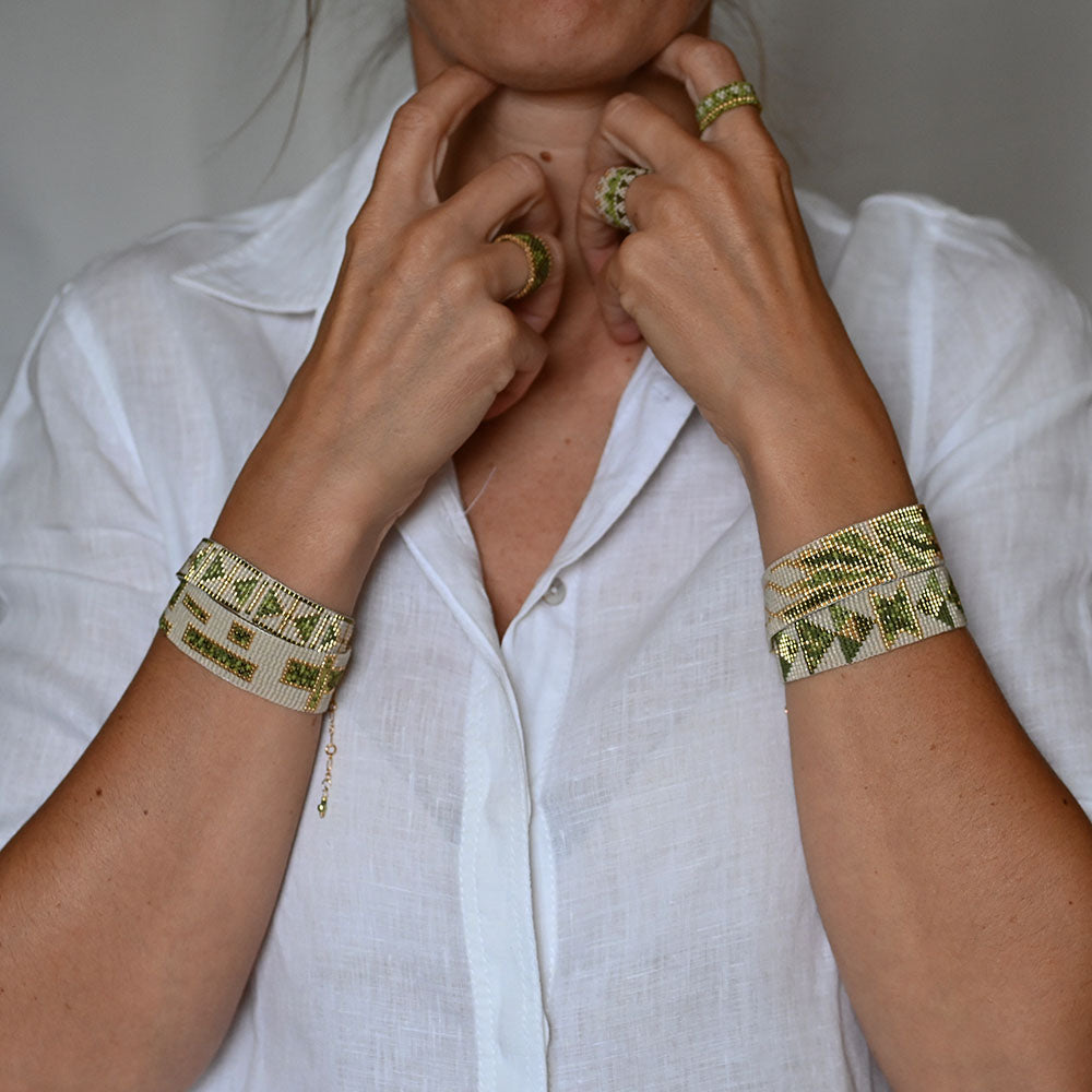 Naronna handmade woven Dalia Bracelet with colourful pattern
