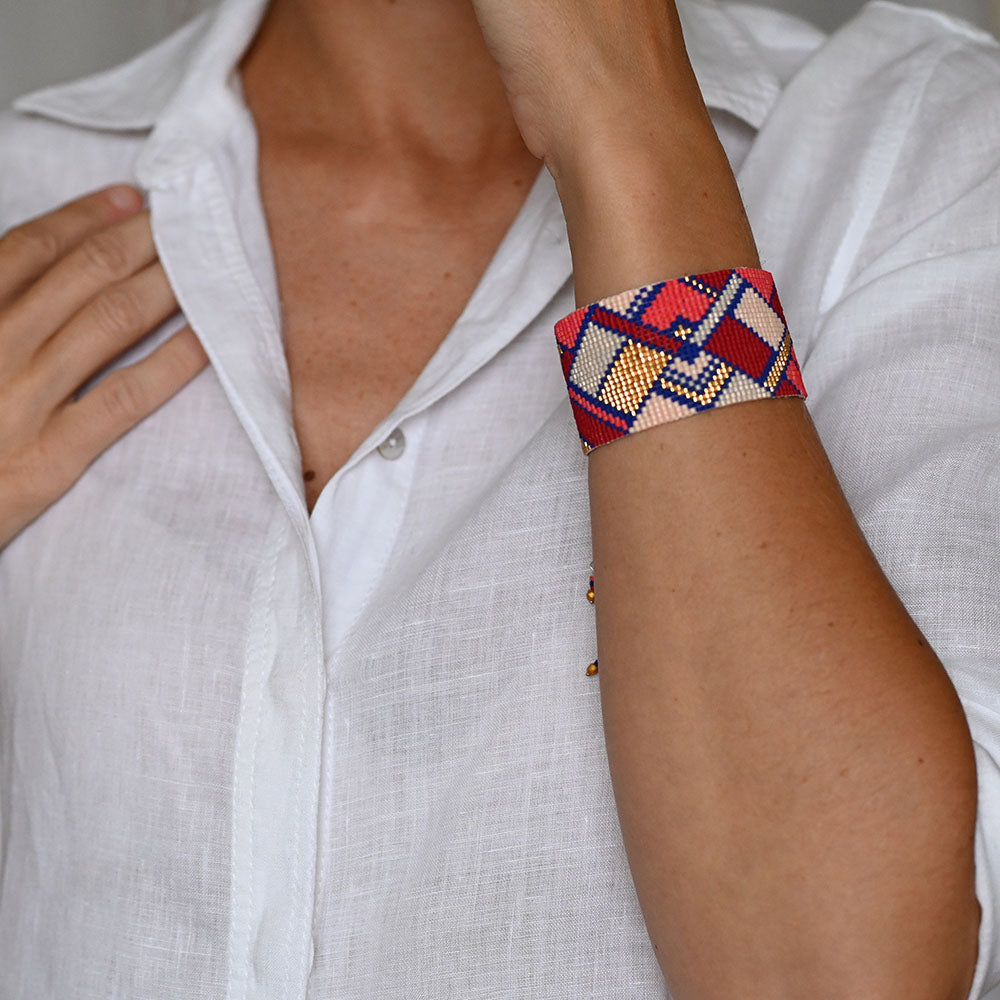 Naronna handmade woven Ellie Bracelet with colourful pattern