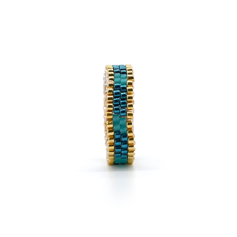 Naronna handmade woven Eve Ring with colourful pattern
