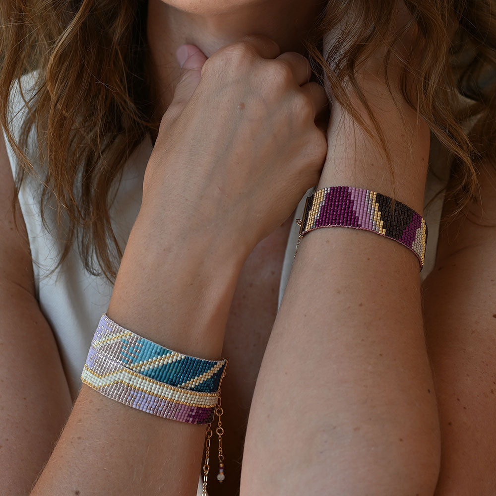 Naronna handmade woven Gemini Bracelet with colourful pattern