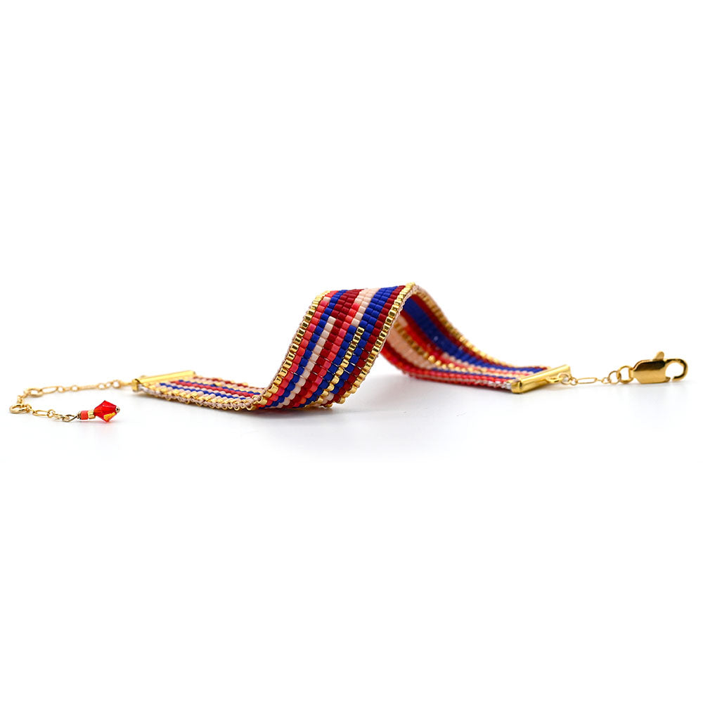 Naronna handmade woven Giselle Bracelet with colourful pattern