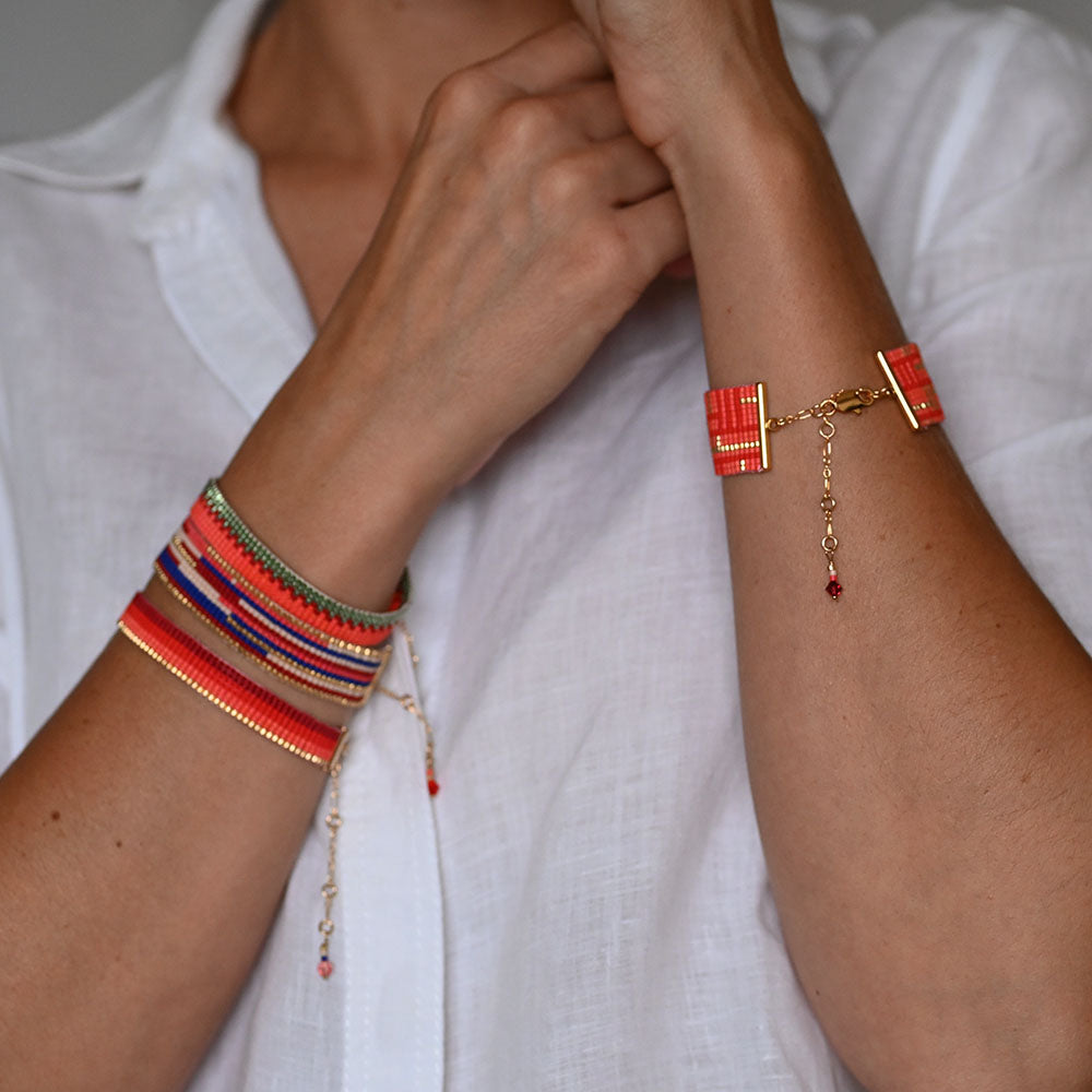 Naronna handmade woven Giselle Bracelet with colourful pattern