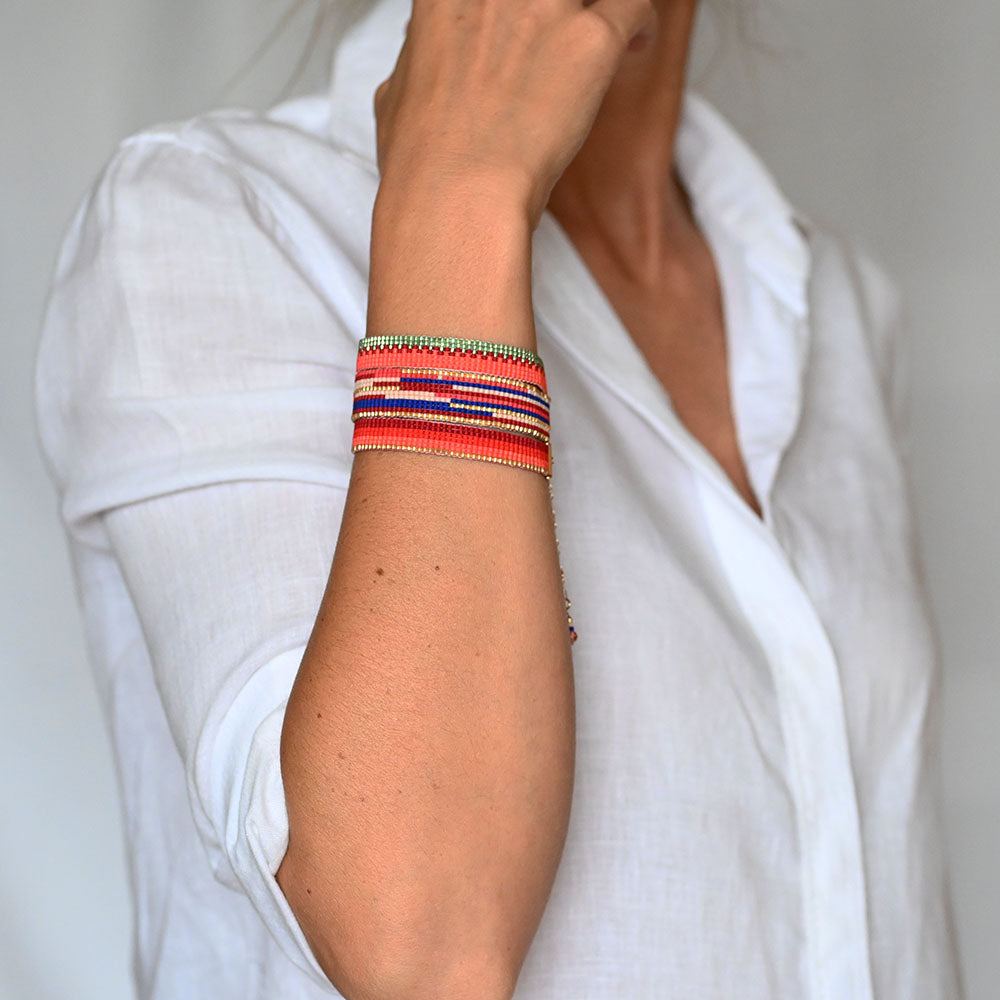 Naronna handmade woven Giselle Bracelet with colourful pattern