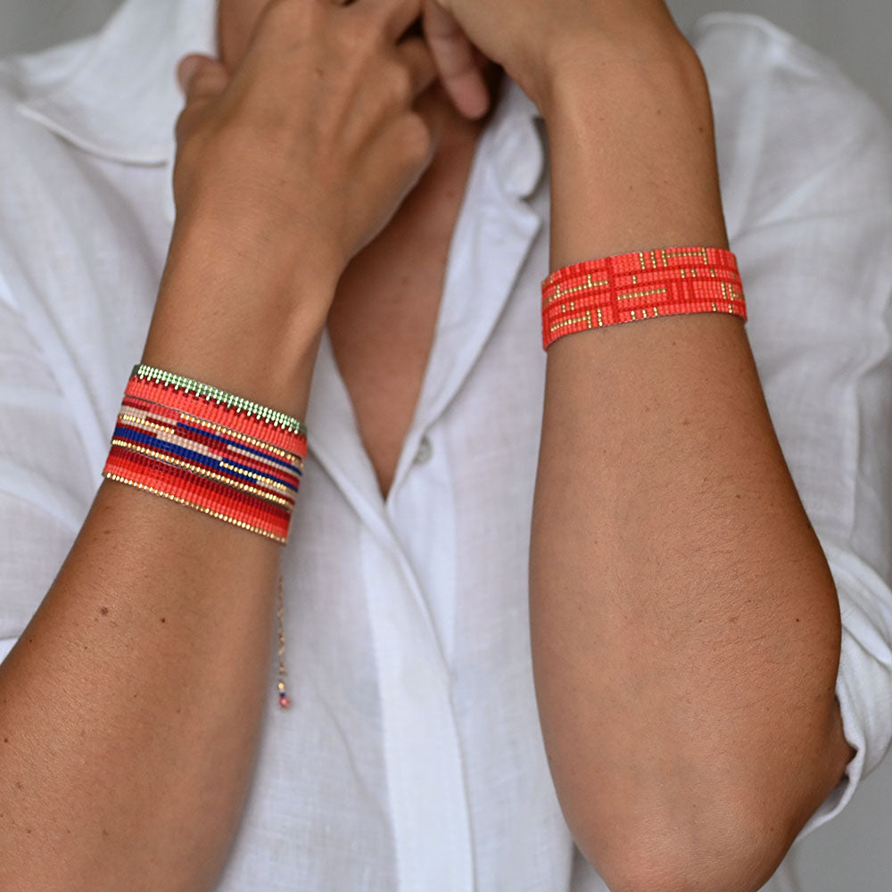 Naronna handmade woven Giselle Bracelet with colourful pattern