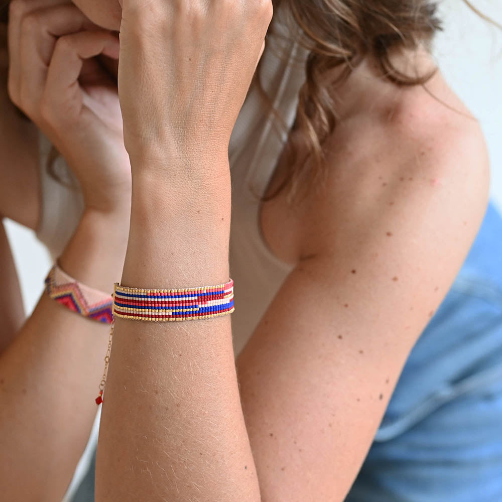 Naronna handmade woven Giselle Bracelet with colourful pattern