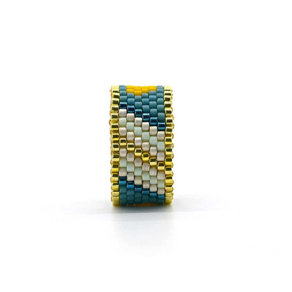 Naronna handmade woven Indie Ring with colourful pattern