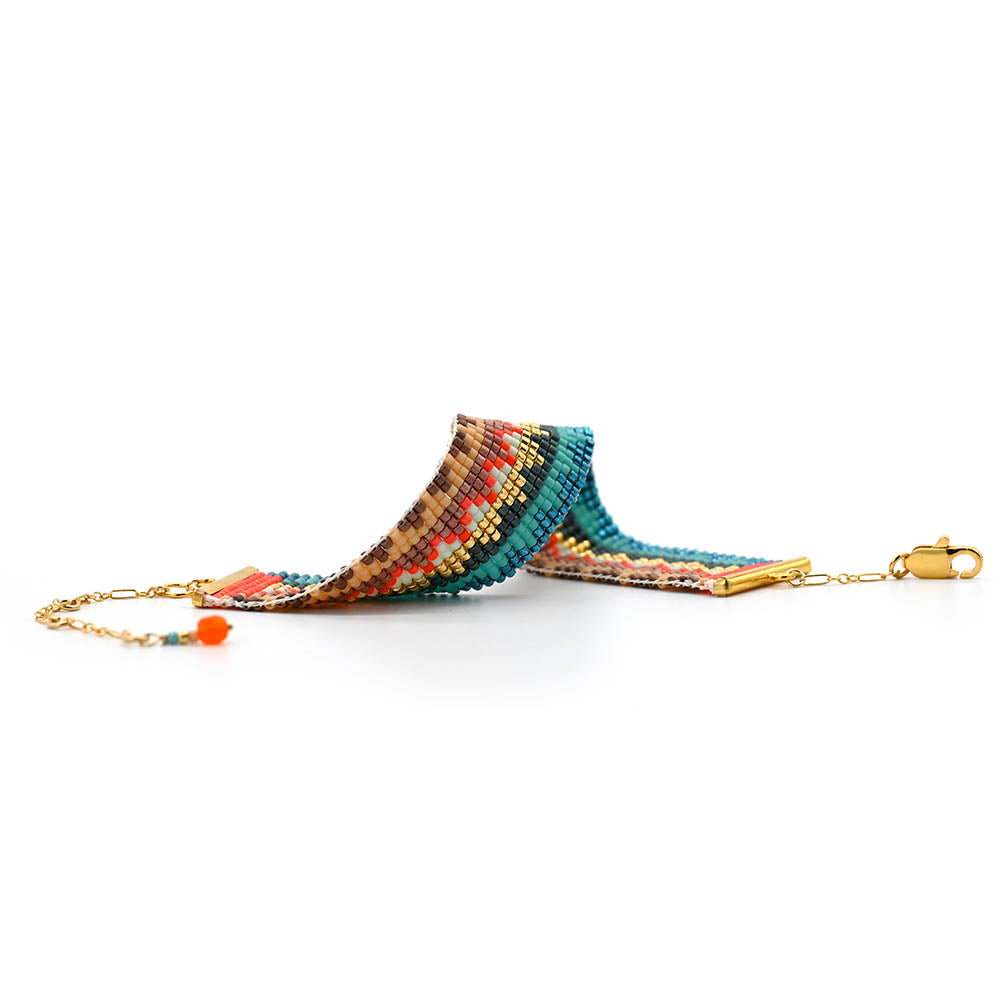 Naronna handmade woven Isabelle Bracelet with colourful pattern