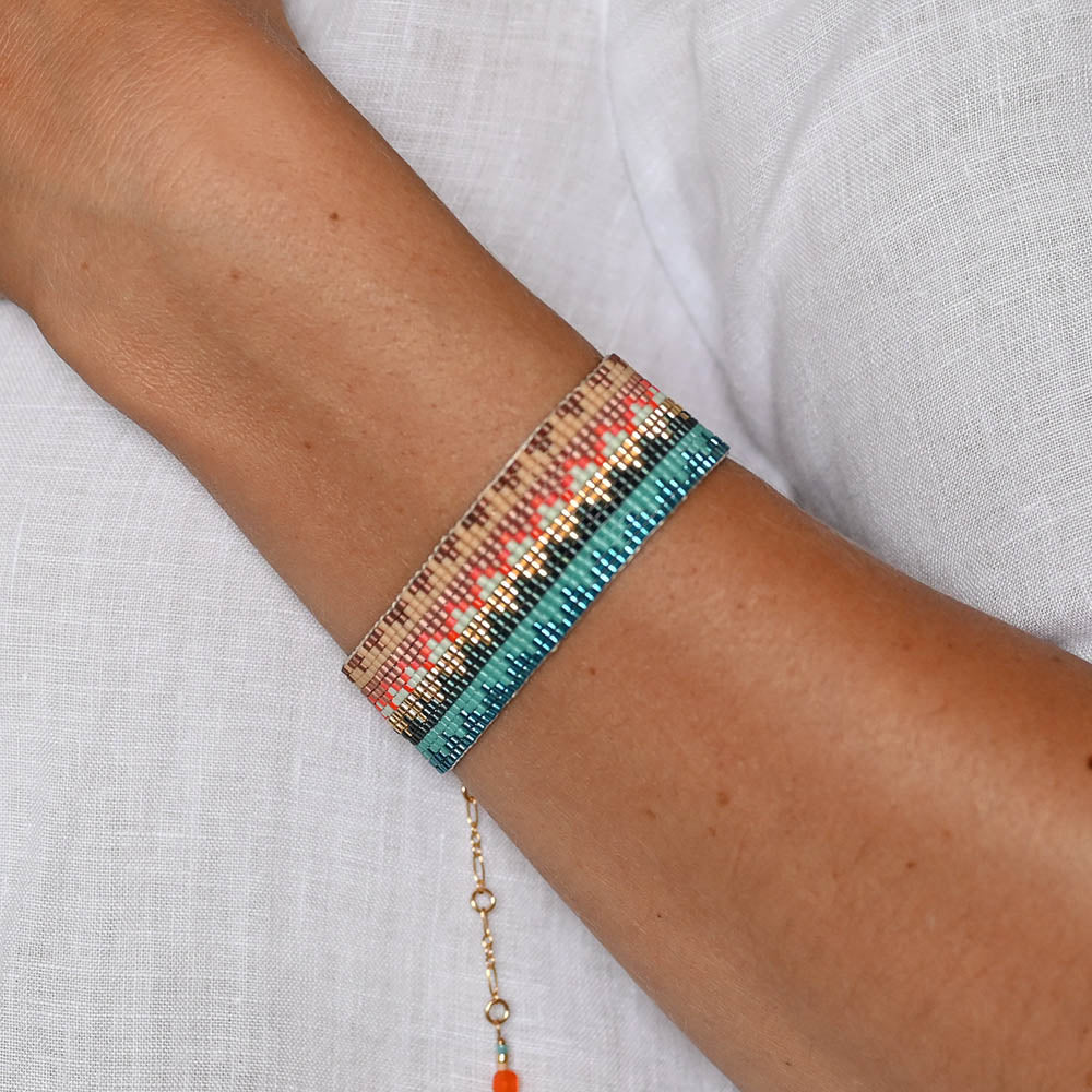 Naronna handmade woven Isabelle Bracelet with colourful pattern