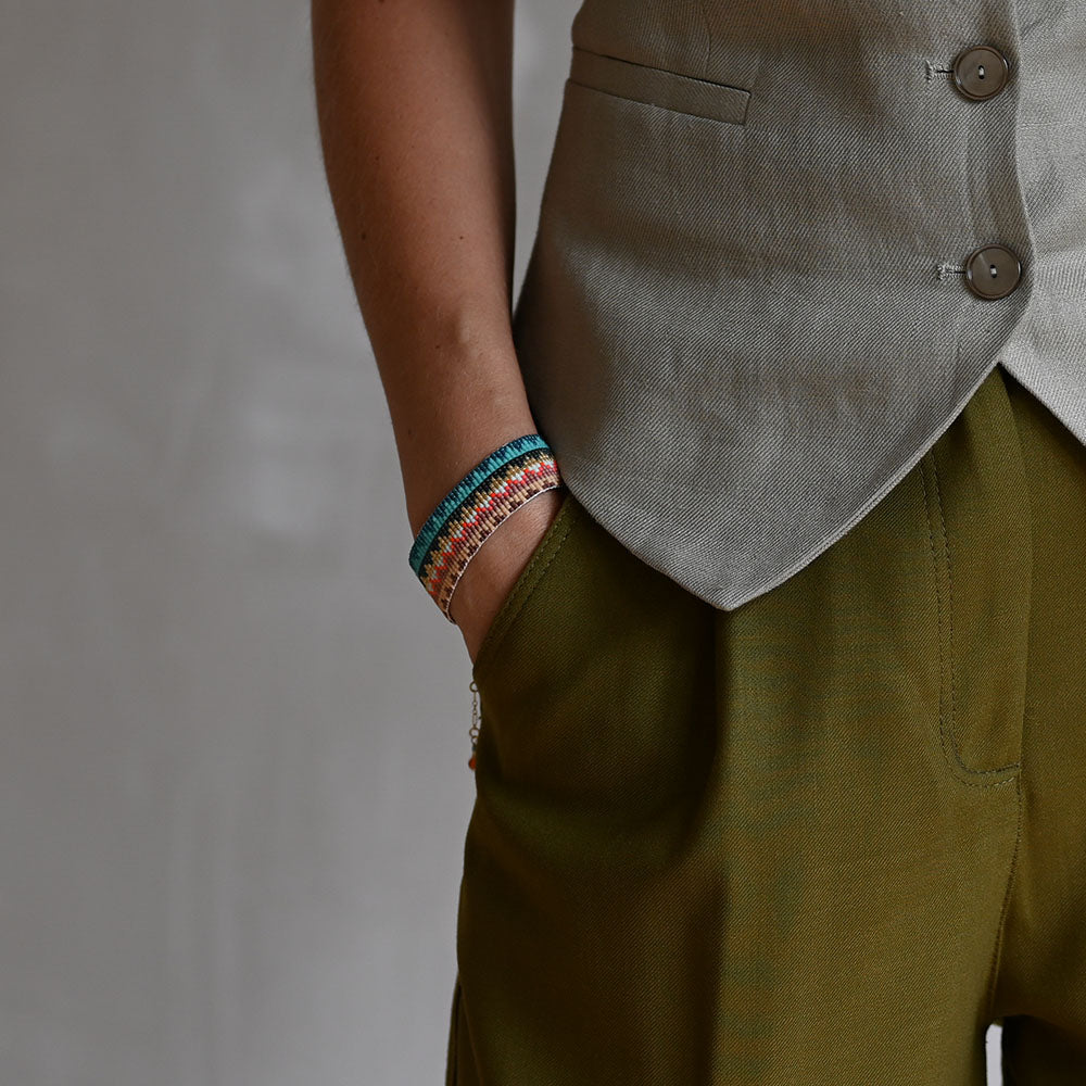 Naronna handmade woven Isabelle Bracelet with colourful pattern