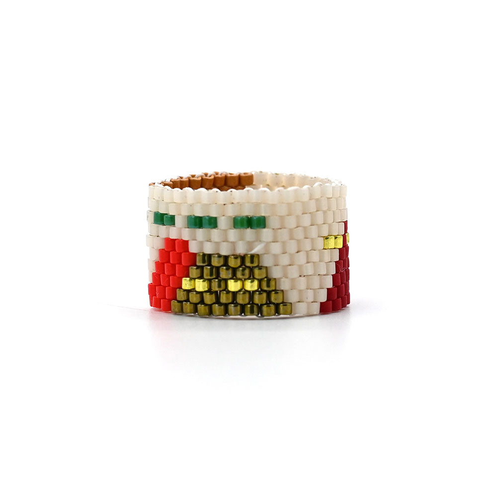 Naronna handmade woven Joy Ring with colourful pattern