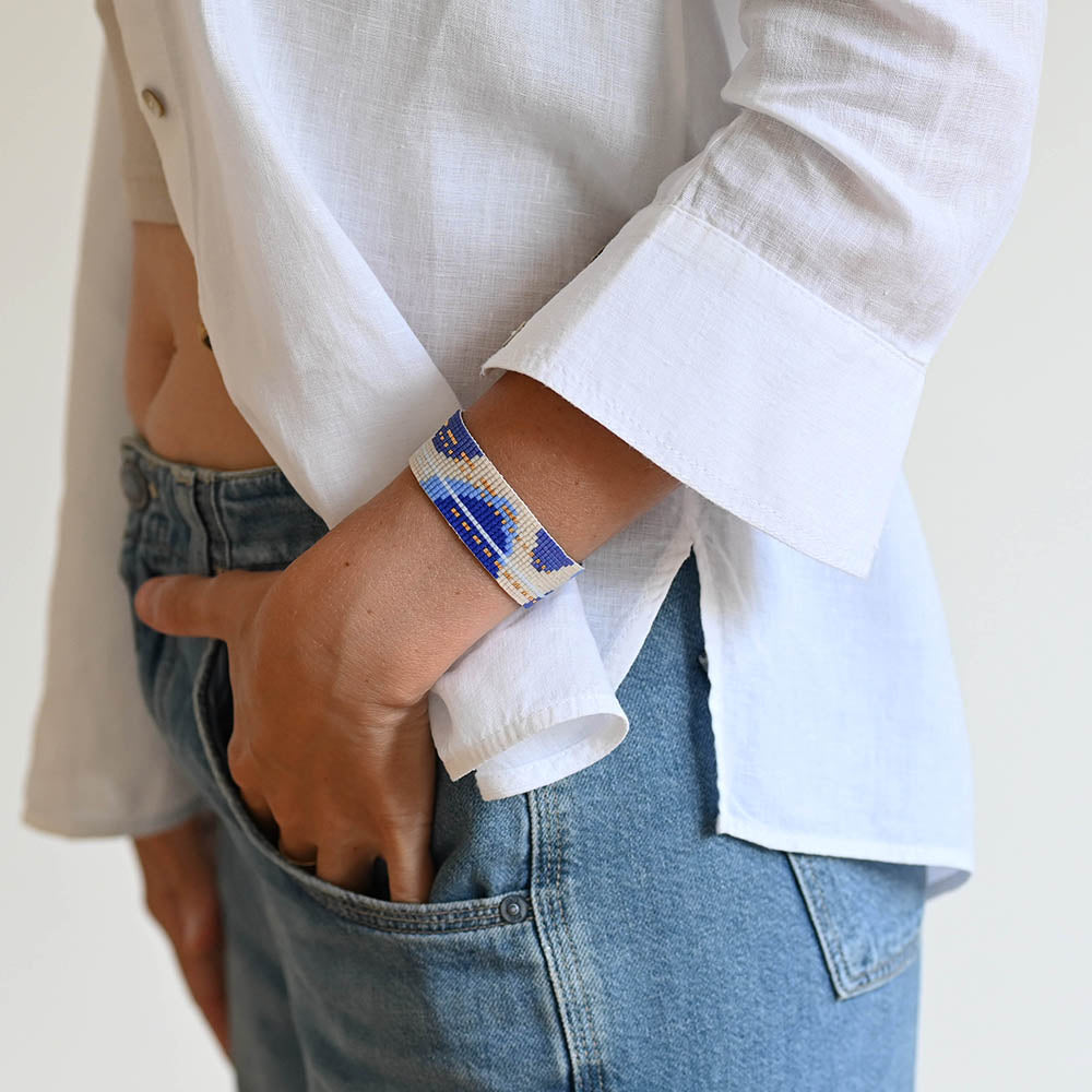 Naronna handmade woven Luna Bracelet with colourful pattern