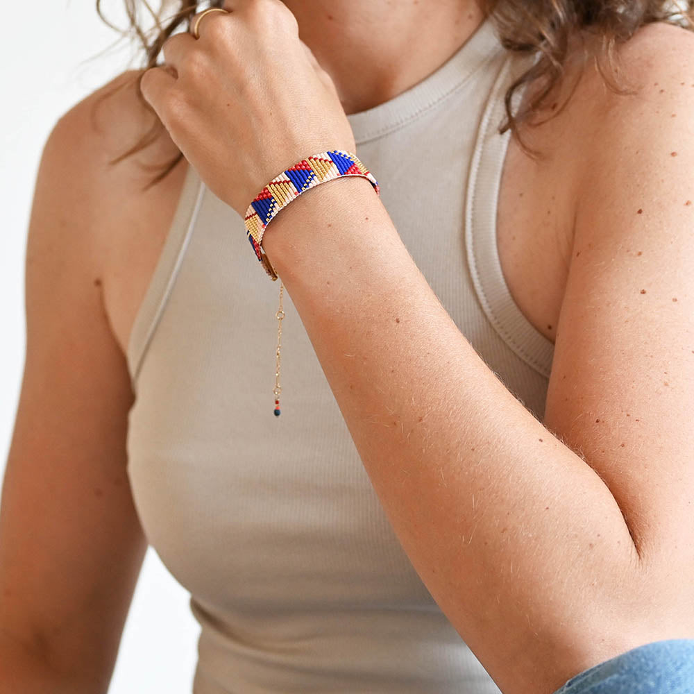 Naronna handmade woven Lyla Bracelet with colourful pattern