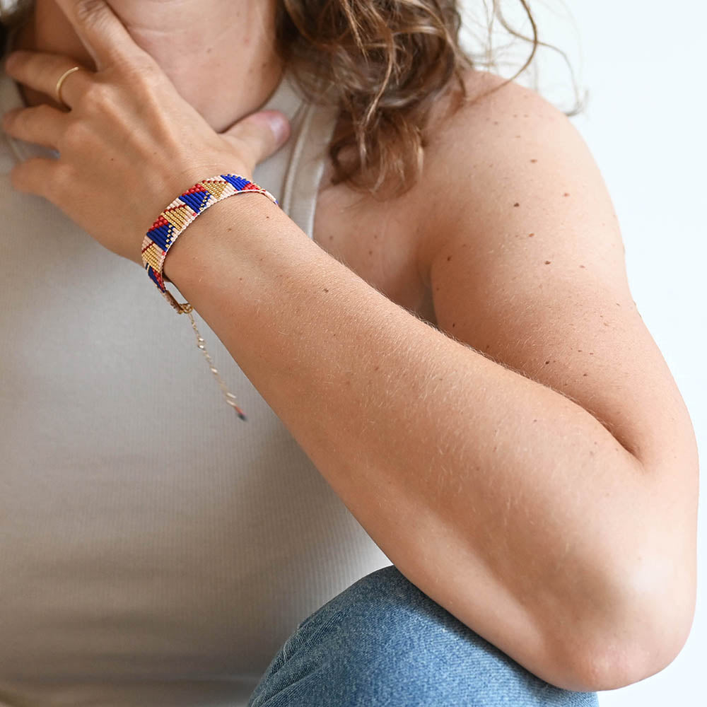 Naronna handmade woven Lyla Bracelet with colourful pattern