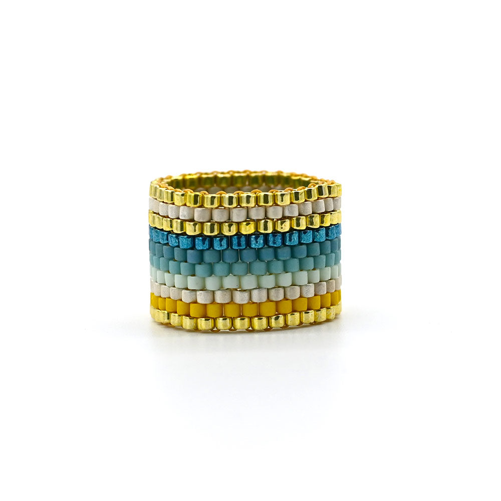 Naronna handmade woven Mae Ring with colourful pattern