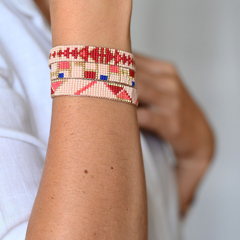 Naronna handmade woven Magnolia Bracelet with colourful pattern
