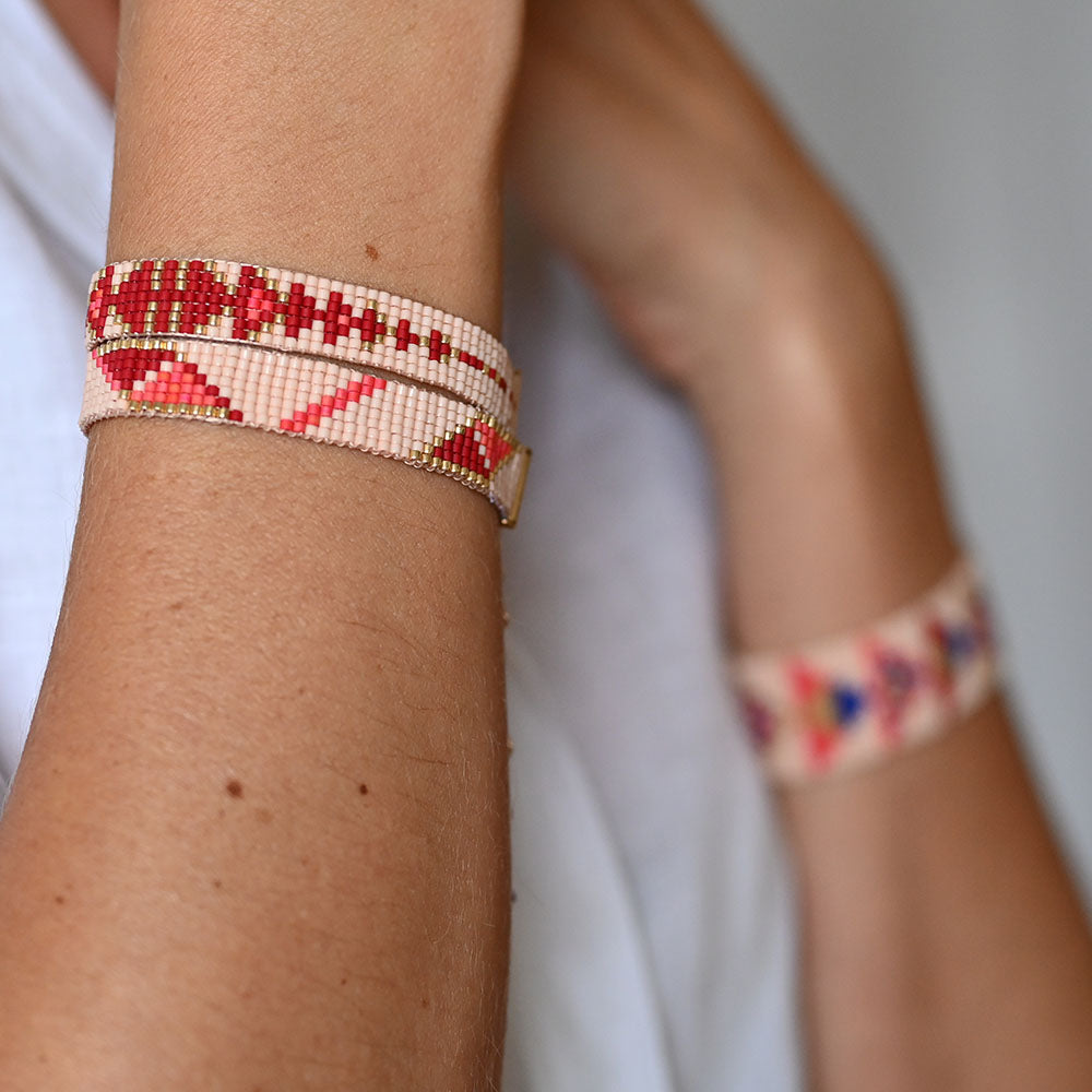 Naronna handmade woven Magnolia Bracelet with colourful pattern