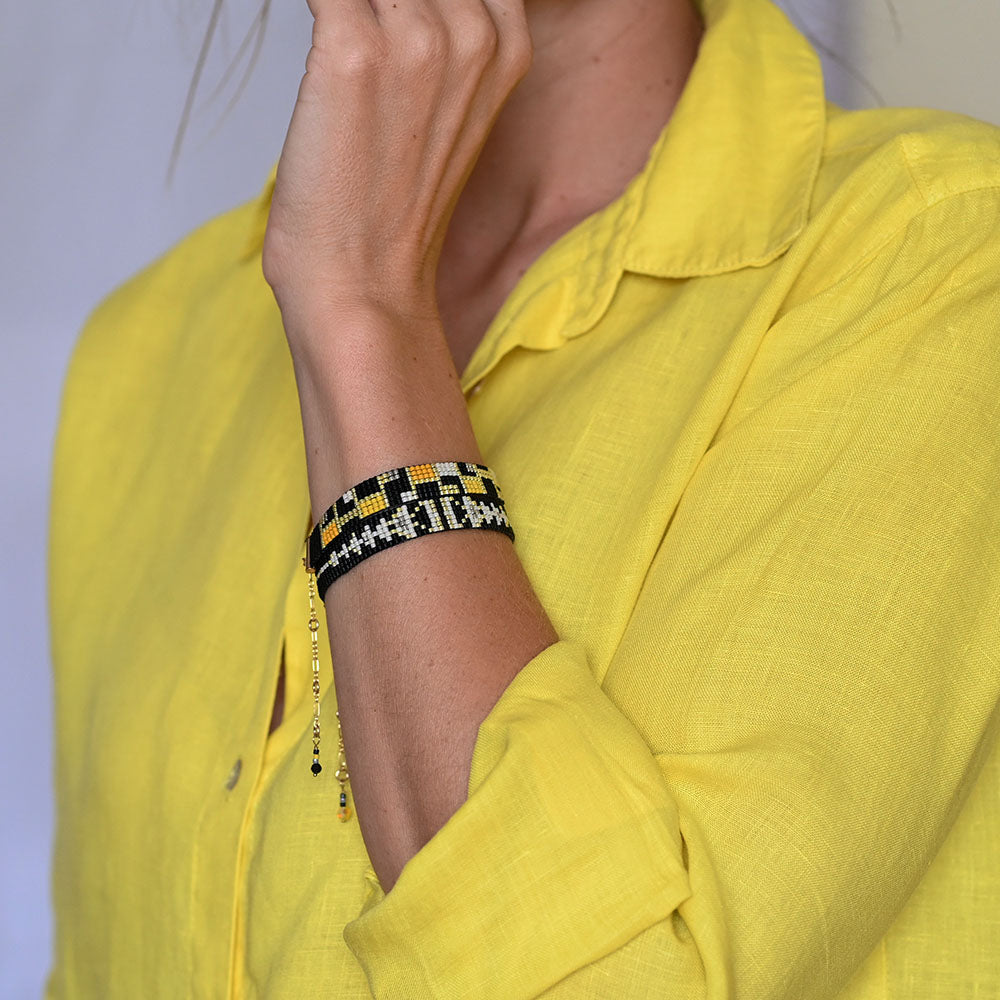 Naronna handmade woven Margot Bracelet with colourful pattern