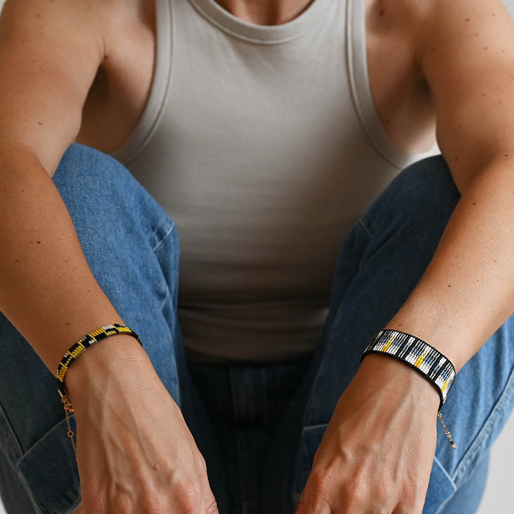 Naronna handmade woven Margot Bracelet with colourful pattern