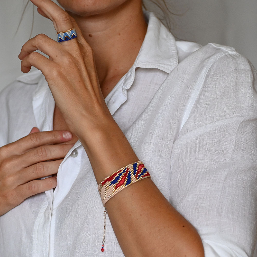 Naronna handmade woven Natalie Bracelet with colourful pattern