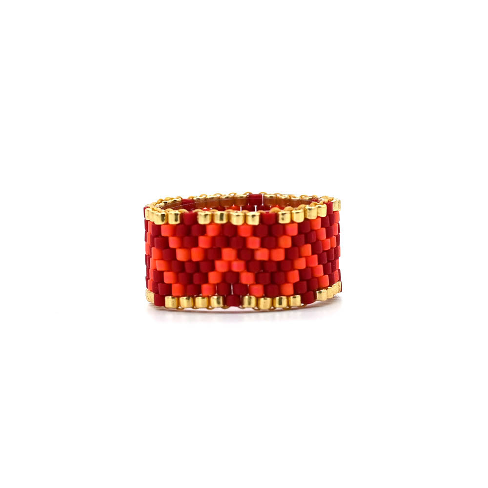 Naronna handmade woven Noemi Ring with colourful pattern