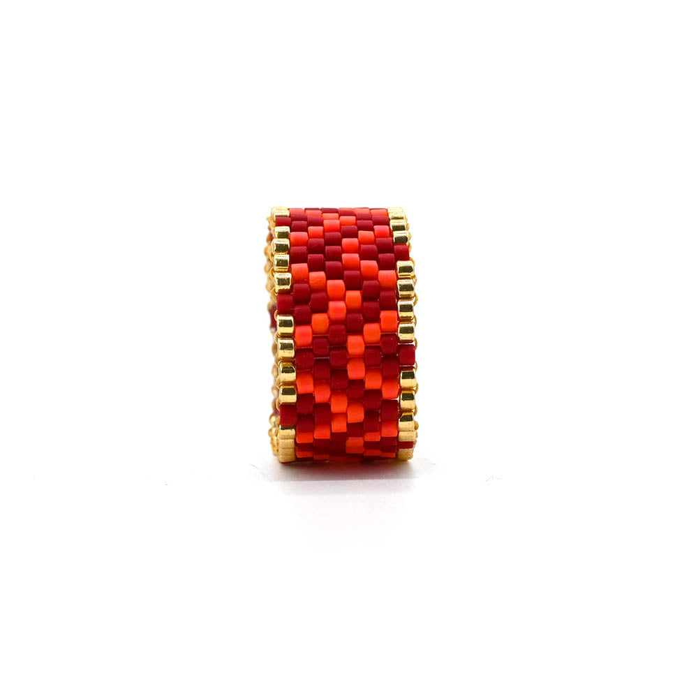 Naronna handmade woven Noemi Ring with colourful pattern