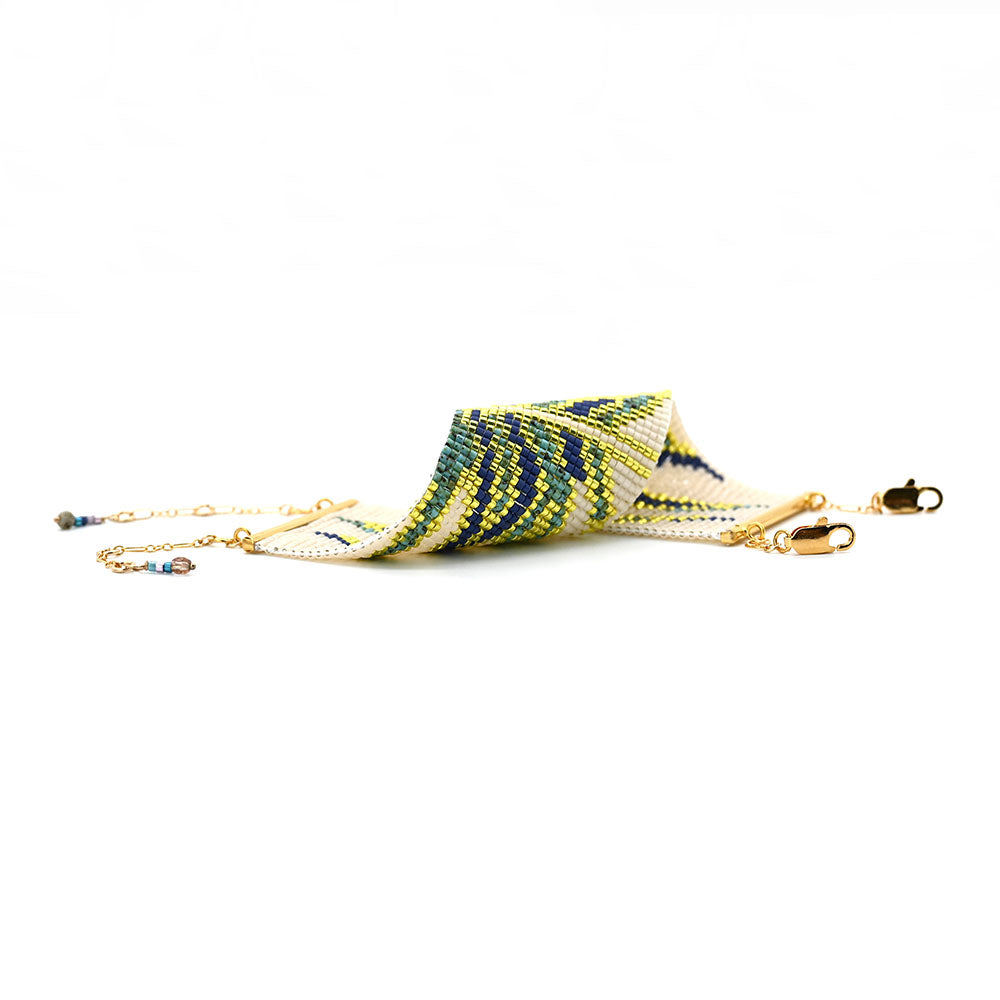 Naronna handmade woven Penelope Bracelet with colourful pattern