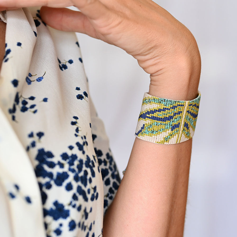 Naronna handmade woven Penelope Bracelet with colourful pattern