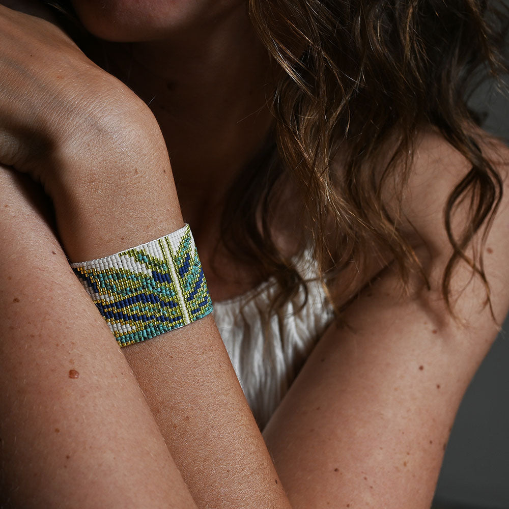 Naronna handmade woven Penelope Bracelet with colourful pattern