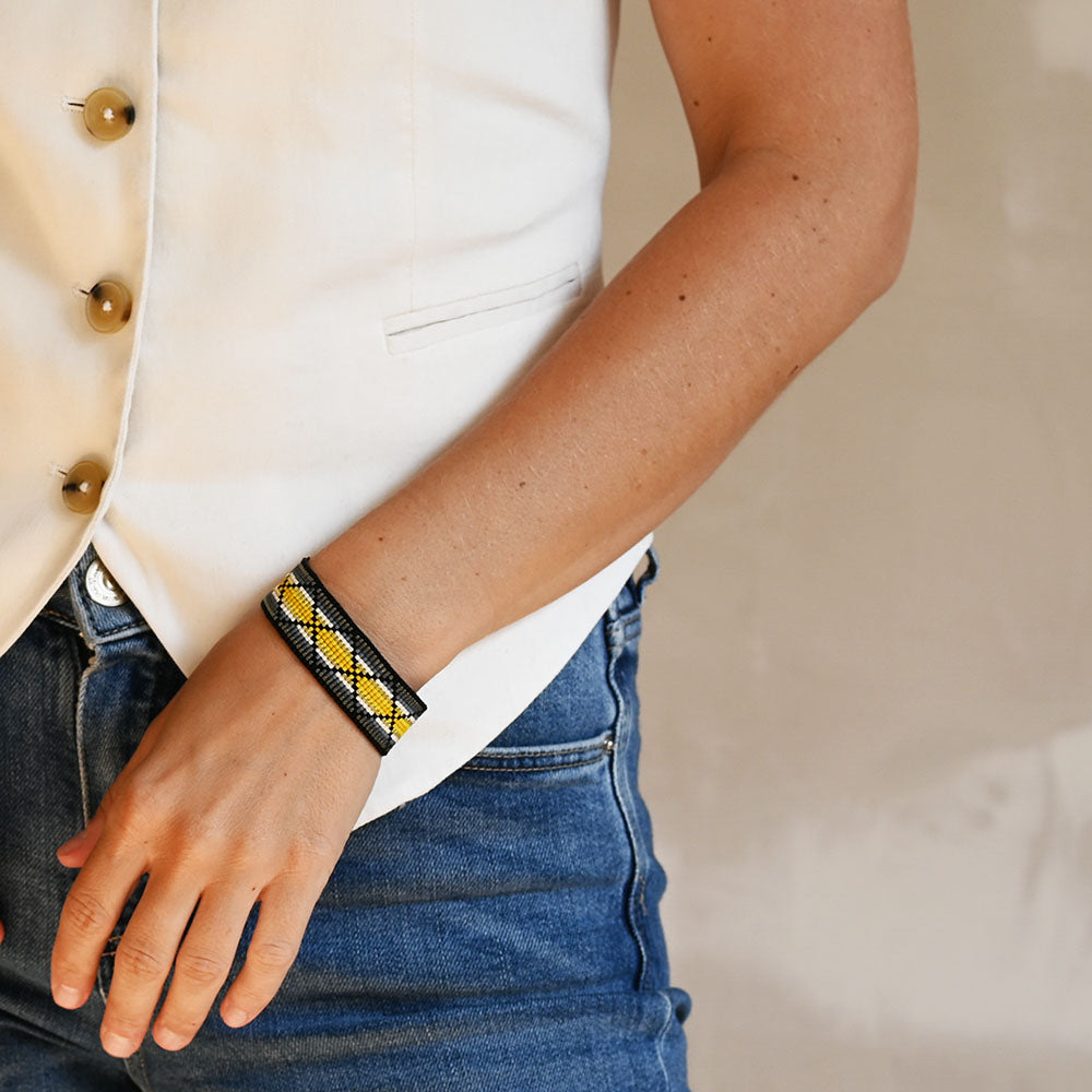Naronna handmade woven Quinn Bracelet with colourful pattern