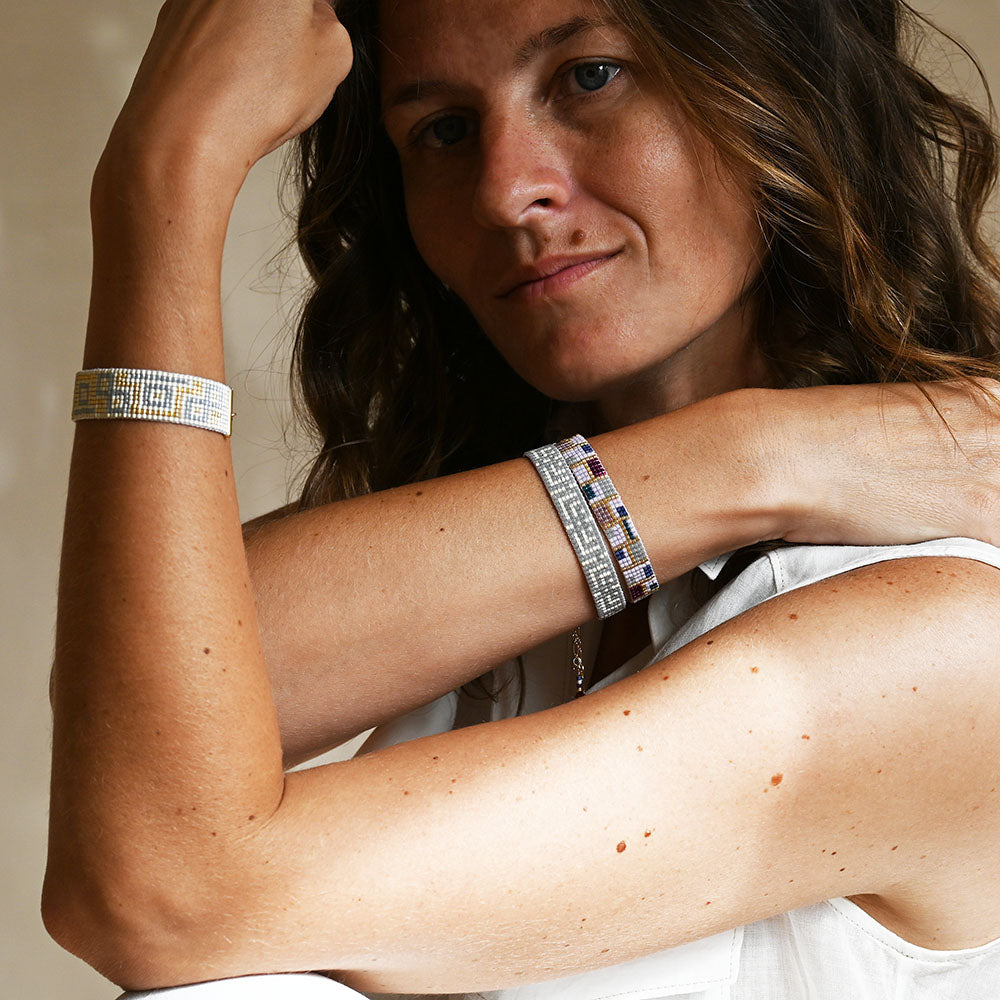Naronna handmade woven Reese Bracelet with colourful pattern
