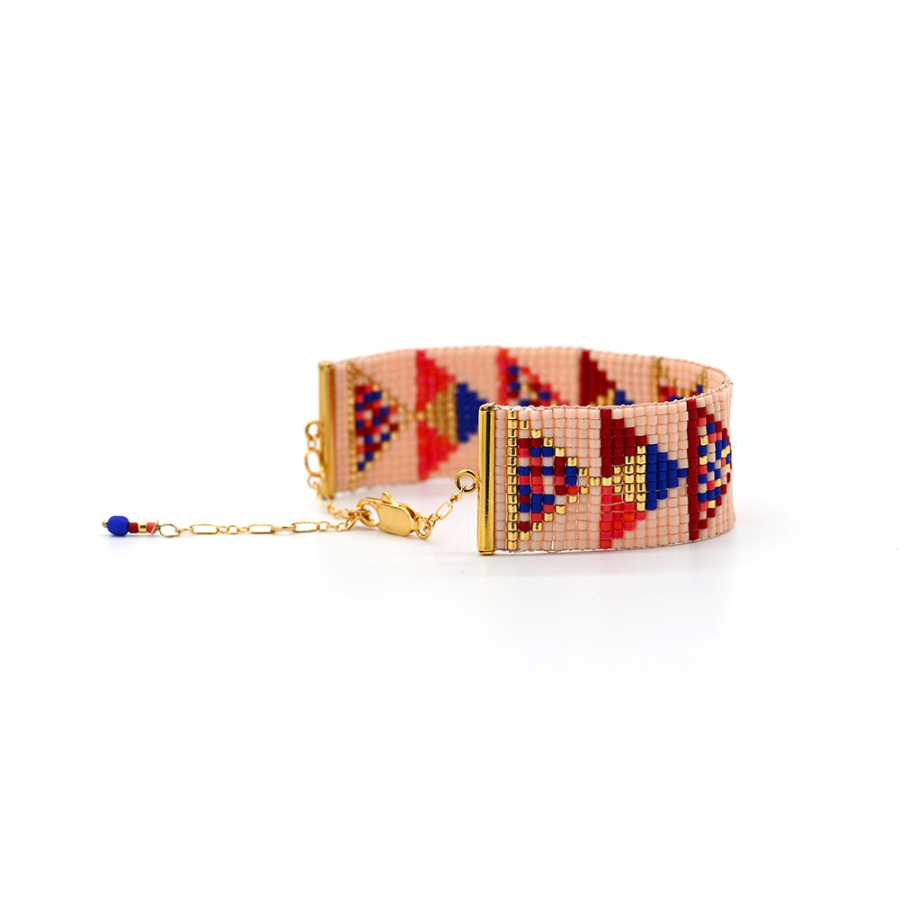 Naronna handmade woven Rose Bracelet with colourful pattern