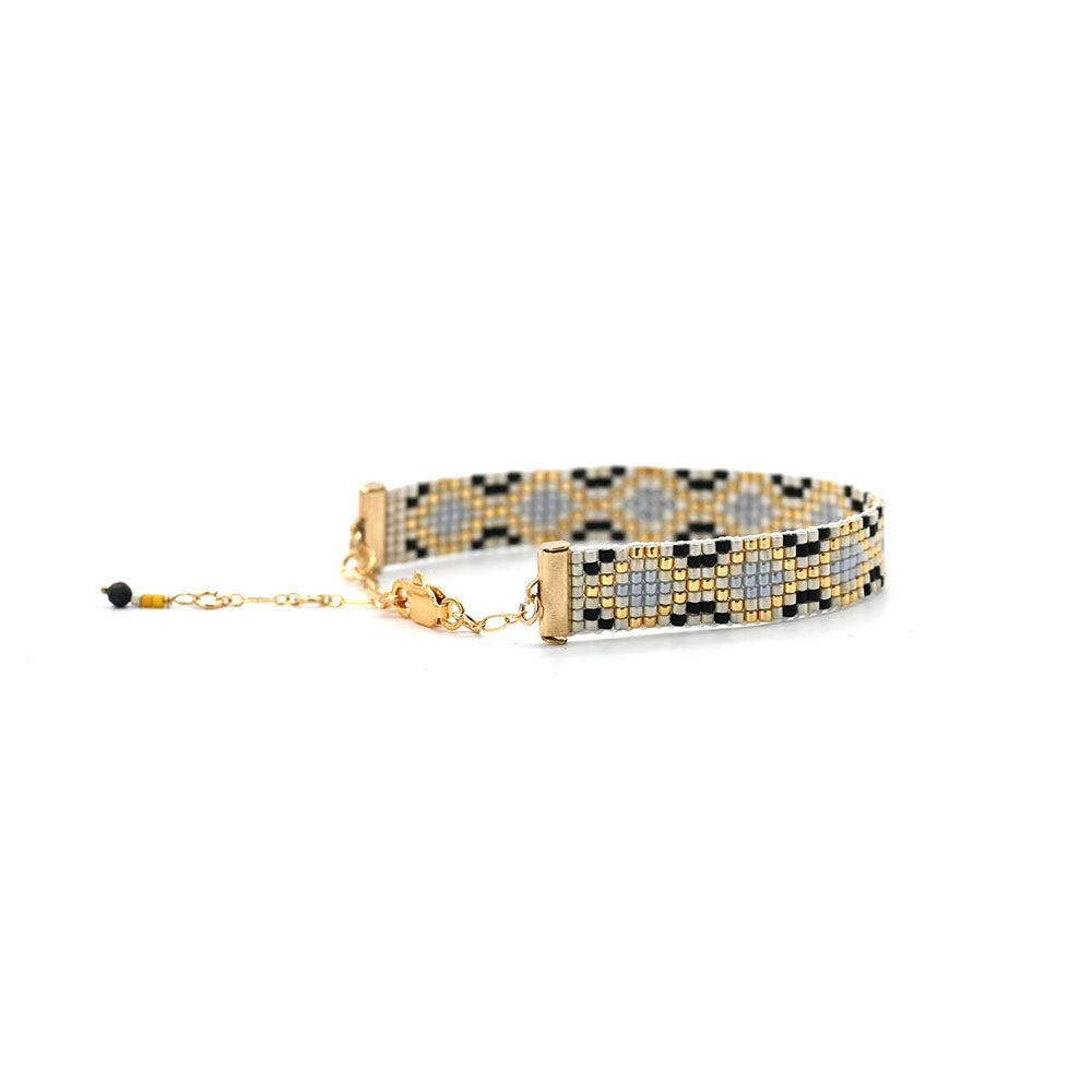 Naronna handmade woven Rossie Bracelet with colourful pattern
