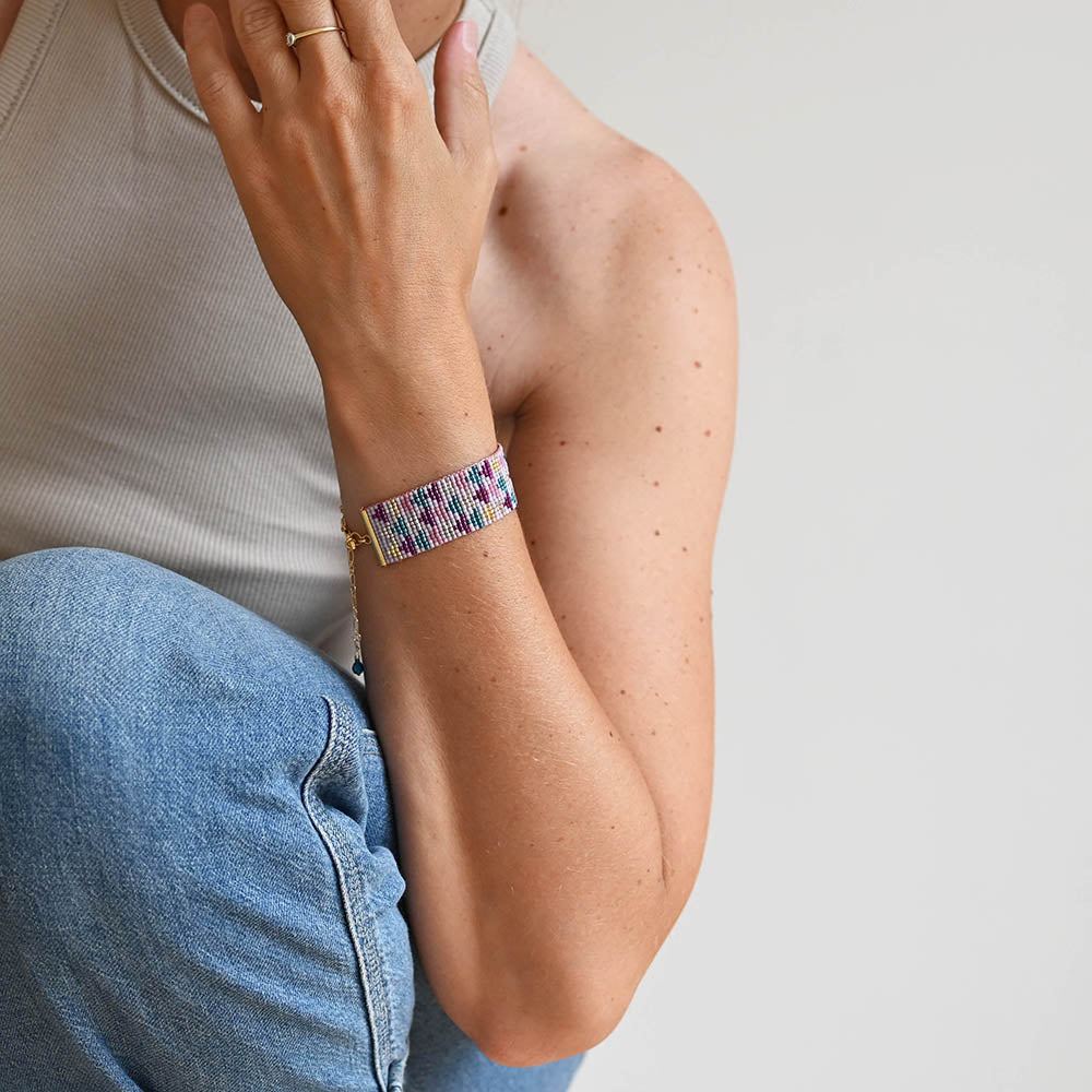 Naronna handmade woven Scarlet Bracelet with colourful pattern