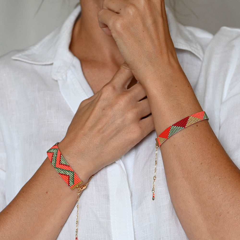 Naronna handmade woven Selah Bracelet with colourful pattern